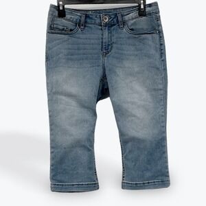 Natural‎ Reflections Women's Cropped Jeans Blue Denim Stretch Casual